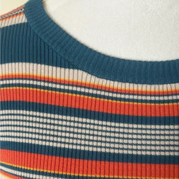 Falls Creek Teal and Orange Striped Sweater Size L - Picture 7 of 10